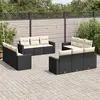 Image de vidaXL Salon de jardin 12 pcs avec coussins noir résine tressée