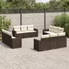 Image de vidaXL Salon de jardin avec coussins 12 pcs marron résine tressée