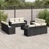 Image de vidaXL Salon de jardin avec coussins 13 pcs noir résine tressée