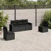 Image de vidaXL Salon de jardin 5 pcs avec coussins noir résine tressée