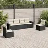 Image de vidaXL Salon de jardin 6 pcs avec coussins noir résine tressée
