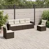 Image de vidaXL Salon de jardin avec coussins 6 pcs marron résine tressée