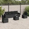 Image de vidaXL Salon de jardin 7 pcs avec coussins noir résine tressée
