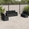 Image de vidaXL Salon de jardin 7 pcs avec coussins noir résine tressée