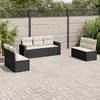 Image de vidaXL Salon de jardin 7 pcs avec coussins noir résine tressée
