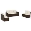 Image de vidaXL Salon de jardin avec coussins 7 pcs marron résine tressée