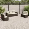 Image de vidaXL Salon de jardin avec coussins 7 pcs marron résine tressée