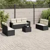 Image de vidaXL Salon de jardin 8 pcs avec coussins noir résine tressée