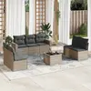 Image de vidaXL Salon de jardin 8 pcs avec coussins gris résine tressée