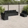 Image de vidaXL Salon de jardin 8 pcs avec coussins noir résine tressée