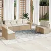 Image de vidaXL Salon de jardin avec coussins 8 pcs beige résine tressée