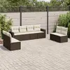 Image de vidaXL Salon de jardin 8 pcs avec coussins marron résine tressée