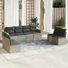 Image de vidaXL Salon de jardin 9 pcs avec coussins gris clair résine tressée