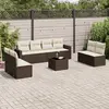 Image de vidaXL Salon de jardin avec coussins 9 pcs marron résine tressée