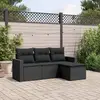 Image de vidaXL Salon de jardin 4 pcs avec coussins noir résine tressée