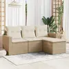 Image de vidaXL Salon de jardin avec coussins 4 pcs beige résine tressée