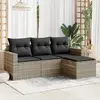 Image de vidaXL Salon de jardin 4 pcs avec coussins gris clair résine tressée