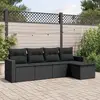 Image de vidaXL Salon de jardin 5 pcs avec coussins noir résine tressée