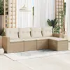 Image de vidaXL Salon de jardin avec coussins 5 pcs beige résine tressée