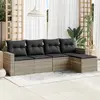 Image de vidaXL Salon de jardin 5 pcs avec coussins gris clair résine tressée