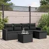 Image de vidaXL Salon de jardin 6 pcs avec coussins noir résine tressée