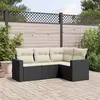 Image de vidaXL Salon de jardin 4 pcs avec coussins noir résine tressée