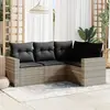 Image de vidaXL Salon de jardin 4 pcs avec coussins gris clair résine tressée