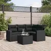 Image de vidaXL Salon de jardin 5 pcs avec coussins noir résine tressée