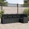 Image de vidaXL Salon de jardin 5 pcs avec coussins noir résine tressée