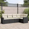 Image de vidaXL Salon de jardin 5 pcs avec coussins noir résine tressée