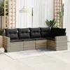 Image de vidaXL Salon de jardin 5 pcs avec coussins gris clair résine tressée