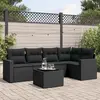 Image de vidaXL Salon de jardin 6 pcs avec coussins noir résine tressée