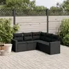 Image de vidaXL Salon de jardin 5 pcs avec coussins noir résine tressée