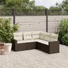 Image de vidaXL Salon de jardin avec coussins 5 pcs marron résine tressée
