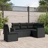 Image de vidaXL Salon de jardin 5 pcs avec coussins noir résine tressée