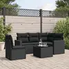 Image de vidaXL Salon de jardin 6 pcs avec coussins noir résine tressée