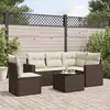 Image de vidaXL Salon de jardin avec coussins 6 pcs marron résine tressée