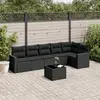 Image de vidaXL Salon de jardin 7 pcs avec coussins noir résine tressée
