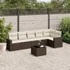 Image de vidaXL Salon de jardin avec coussins 7 pcs marron résine tressée