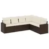 Image de vidaXL Salon de jardin avec coussins 6 pcs marron résine tressée