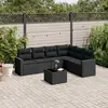 Image de vidaXL Salon de jardin 7 pcs avec coussins noir résine tressée
