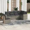 Image de vidaXL Salon de jardin 6 pcs avec coussins gris résine tressée