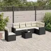 Image de vidaXL Salon de jardin 7 pcs avec coussins noir résine tressée