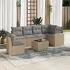 Image de vidaXL Salon de jardin avec coussins 7 pcs beige résine tressée