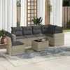 Image de vidaXL Salon de jardin avec coussins 7 pcs gris clair résine tressée
