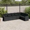 Image de vidaXL Salon de jardin 7 pcs avec coussins noir résine tressée