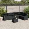 Image de vidaXL Salon de jardin 8 pcs avec coussins noir résine tressée