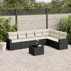 Image de vidaXL Salon de jardin 8 pcs avec coussins noir résine tressée