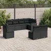 Image de vidaXL Salon de jardin 8 pcs avec coussins noir résine tressée