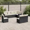 Image de vidaXL Salon de jardin 8 pcs avec coussins noir résine tressée
